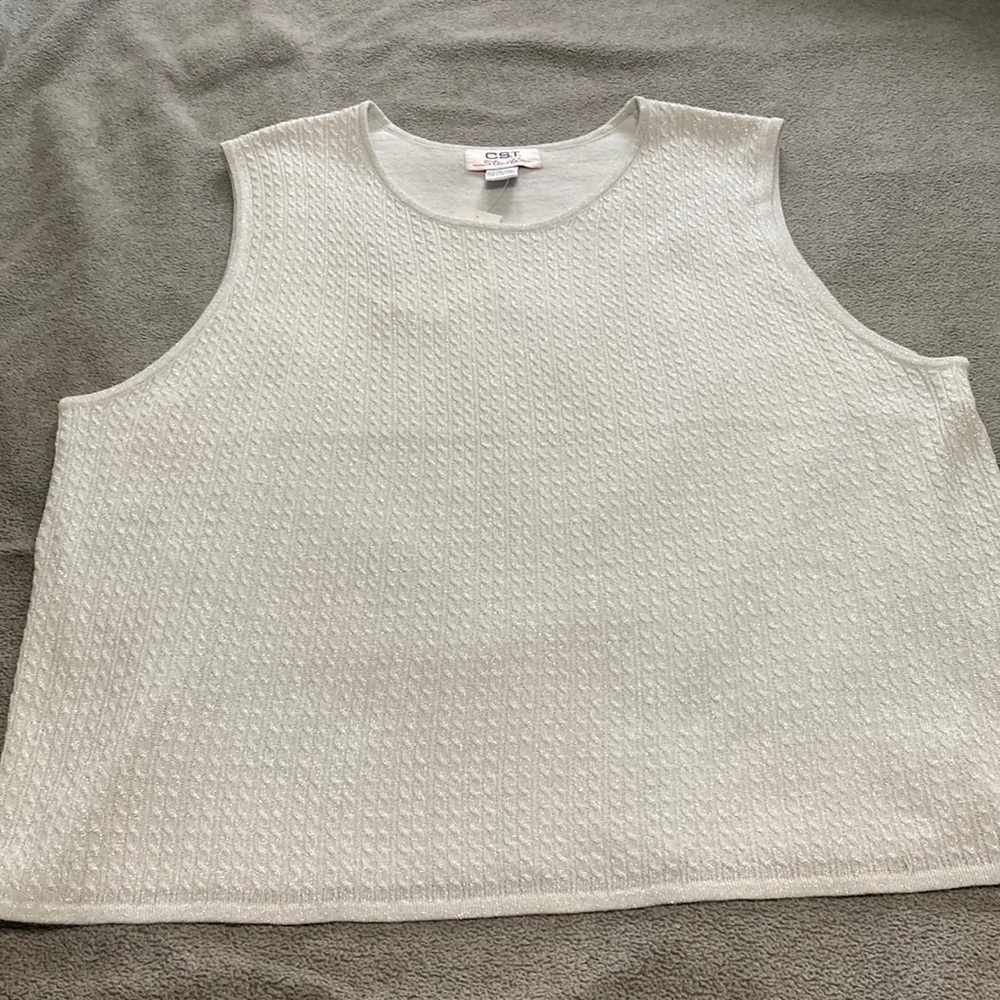 Silver metallic sleeveless sweater size 3x